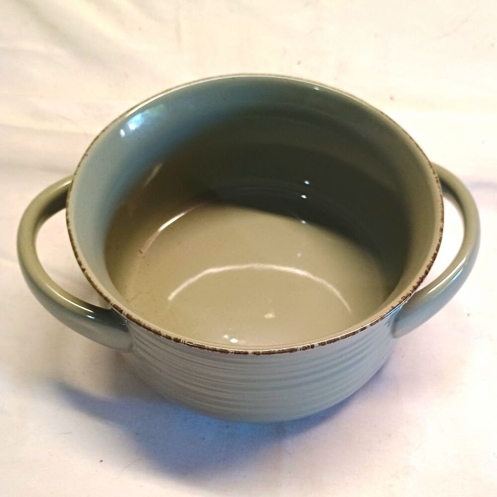 Signature Housewares Gray Stoneware Handled Soup Bowl Microwave Safe